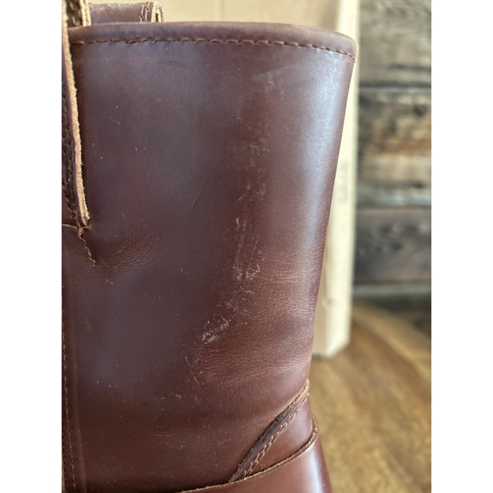 Frye and Co Womens Brown Leather Harness Boots Square Toe Cognac Mid Calf - Picture 6 of 9